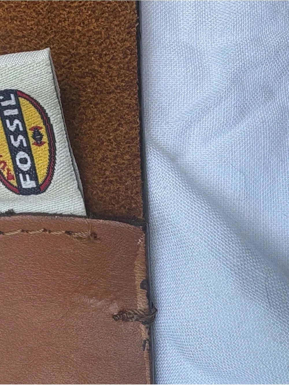 Fossil Tan Leather Women's Belt with Multicolor Floral Embroidery 90s